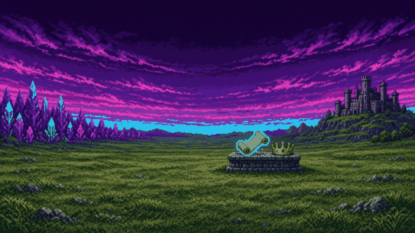 Empty 16-bit battlefield with the Scroll and Crown